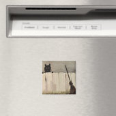 黒猫フェンス魔女の箒 マグネット (インサイチュ (食洗機))