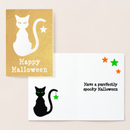黒猫フォイルハロウィンカード 箔カード