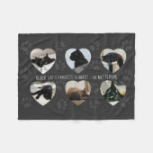 黒猫フォトコラージュパーソナライズされたハート フリースブランケット (正面(横))