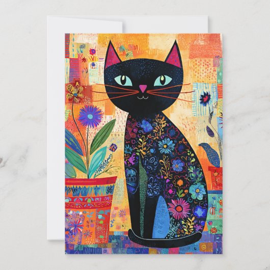 黒猫フォークアート (正面)