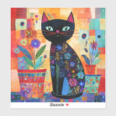 黒猫フォークアート シール (シート)