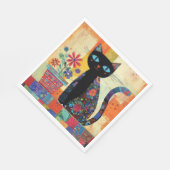 黒猫フォークアート スタンダードランチョンナプキン (角)