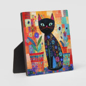 黒猫フォークアート フォトプラーク (正面)
