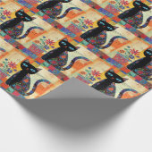 黒猫フォークアート ラッピングペーパー (角)