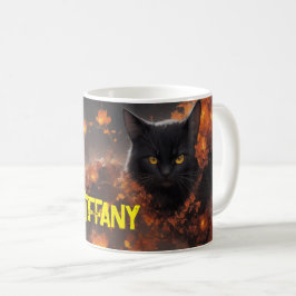 黒猫フラワー魔法毎日ハロウィーン コーヒーマグカップ