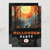 黒猫フルムーンフォレストブラックハロウィーン 招待状 (正面/裏面)