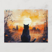 黒猫フルムーン葉ズカントリーハロウィン シーズンポストカード (正面)