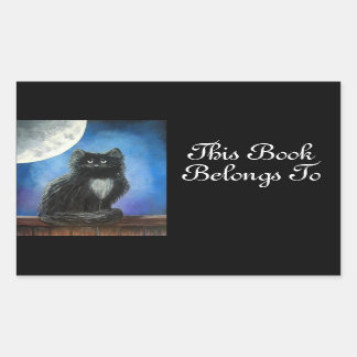 黒猫ブックラベルシール 長方形シール