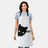 黒猫ブハロウィーンギフト猫 エプロン (着用した状態)