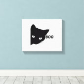 黒猫ブハロウィーンギフト猫 キャンバスプリント (インサイチュ (ウッドフロア))