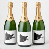 黒猫ブハロウィーンギフト猫 スパークリングワインラベル (ボトル)