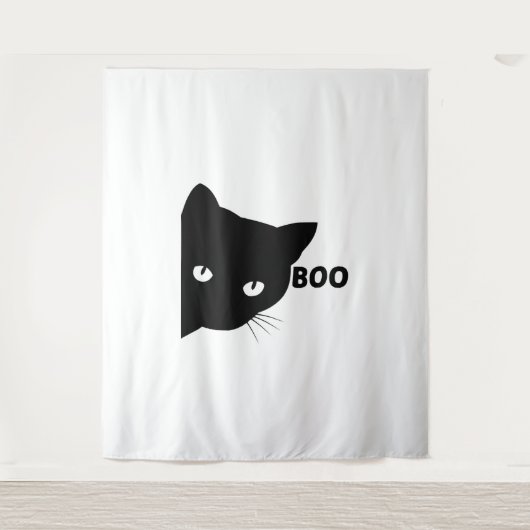 黒猫ブハロウィーンギフト猫 タペストリー (正面)