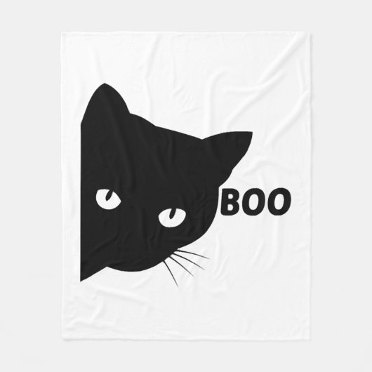 黒猫ブハロウィーンギフト猫 フリースブランケット (正面)