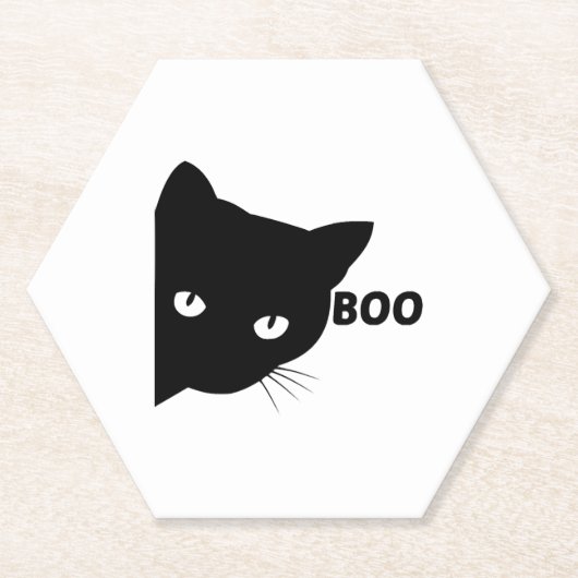 黒猫ブハロウィーンギフト猫 ペーパーコースター (正面)