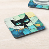 黒猫ブロックアート コースター (左側)