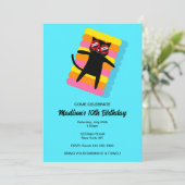 黒猫プールパーティー誕生日招待状 招待状 (スタンド正面)