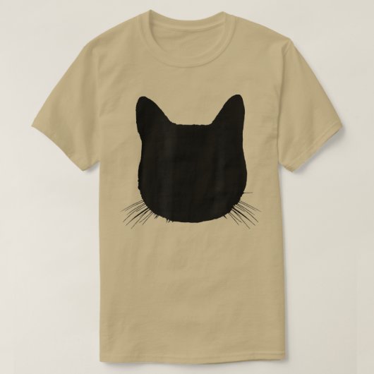 黒猫ヘッドシルエットおもしろい虎猫猫好き Tシャツ (デザイン正面)