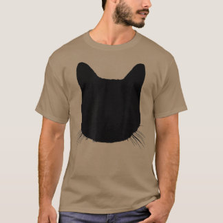 黒猫ヘッドシルエットおもしろい虎猫猫好き Tシャツ