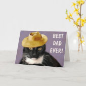 黒猫ベストダッドエバー 父の日 カード (黄色い花)