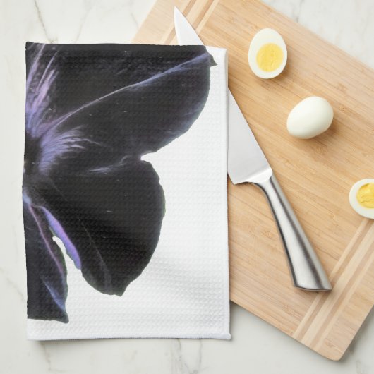 黒猫ペチュニアパーソナライズされたキッチンタオル キッチンタオル (四つ折り)