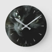 黒猫ペットフォトウォールクロック ラウンド壁時計 (正面)