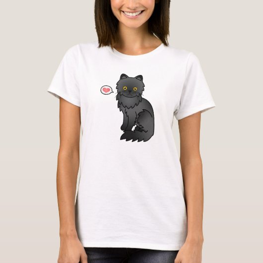 黒猫ペルシャ猫ラブ Tシャツ (正面)