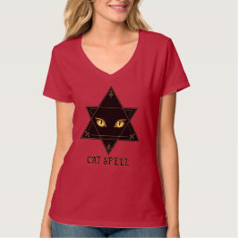 黒猫ペンタグラム・ハロウィンの魔法 Tシャツ