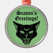 黒猫ホラー不気味クリスマス飾り メタルオーナメント (正面)