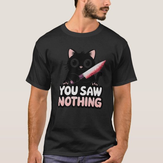 黒猫ホラー不気味ゴシックHalloween Feline P Tシャツ (正面)