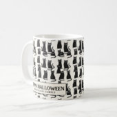 黒猫ホワイトハロウィーンコーヒーマグ コーヒーマグカップ (正面左)