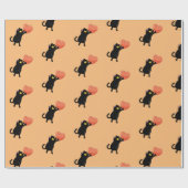 黒猫ホールディングハート ラッピングペーパー (フラット)