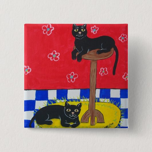 黒猫ボタン 缶バッジ (正面)