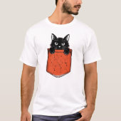 黒猫ポケットTシャツ Tシャツ (正面)