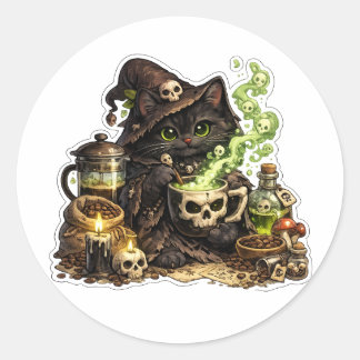 黒猫ポーションブリューウィッチステッカー ラウンドシール