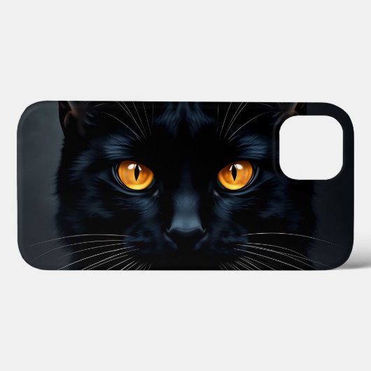 黒猫ポートレートと黄色い目 Case-Mate iPhoneケース (裏面 (横))