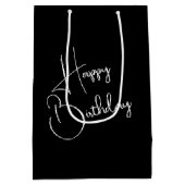 黒猫ポートレート誕生日 ミディアムペーパーバッグ (裏面)