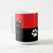 黒猫マグカップ オーダーメイド - 猫好きへのギフト コーヒーマグカップ (正面左)
