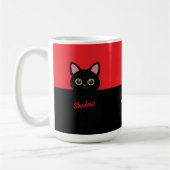 黒猫マグカップ オーダーメイド - 猫好きへのギフト コーヒーマグカップ (左)