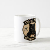 黒猫マグカップ｜最初におやつ、後で質問 コーヒーマグカップ (正面右)