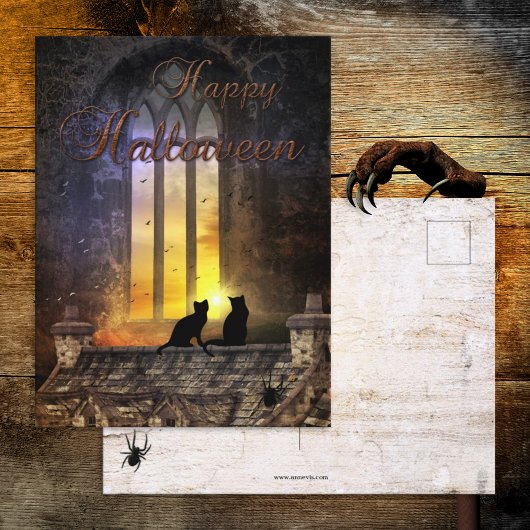 黒猫マジカルハロウィーンハガキ ポストカード