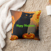 黒猫マジックハロウィーンキャット クッション (ブランケット)