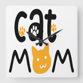 黒猫ママことわざ スクエア壁時計