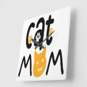 黒猫ママことわざ スクエア壁時計 (傾斜)