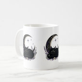 黒猫ママ かわいいゴシック魔女 三日月 コーヒーマグカップ (正面左)