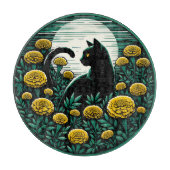 黒猫マリゴールドと黒猫のアートワーク カッティングボード (正面)