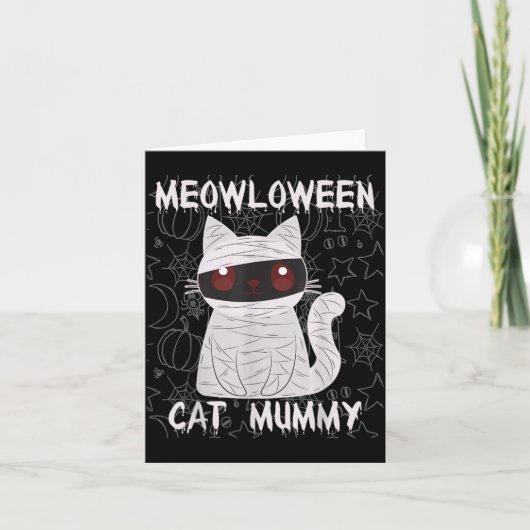 黒猫ミイラのハロウィン カード (正面)