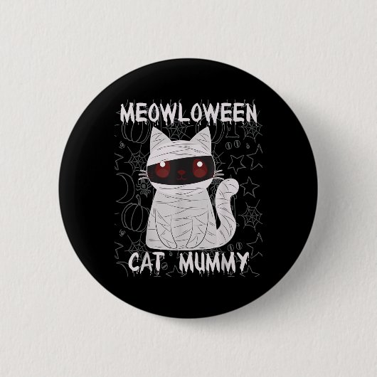 黒猫ミイラのハロウィン 缶バッジ (正面)
