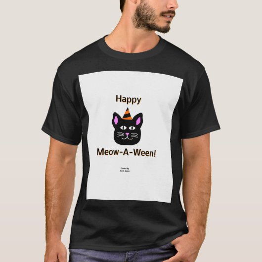 黒猫ミウエ～ウィーンメンズブラック基本Tシャツ Tシャツ (正面)
