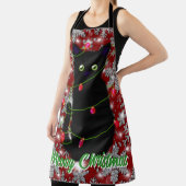 黒猫ミオウィクリスマストゥインクルライト雪の結晶 エプロン (インサイチュ)