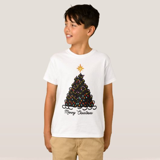 黒猫ミオウィクリスマスTシャツ Tシャツ (正面フル)